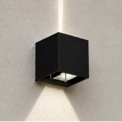 Led Απλίκα Up Down Mε Ρυθμιζόμενες Μοίρες Φωτισμού 5-90 - 6W IP65 4000K Μαύρο - Rubik-BK LUCIDO