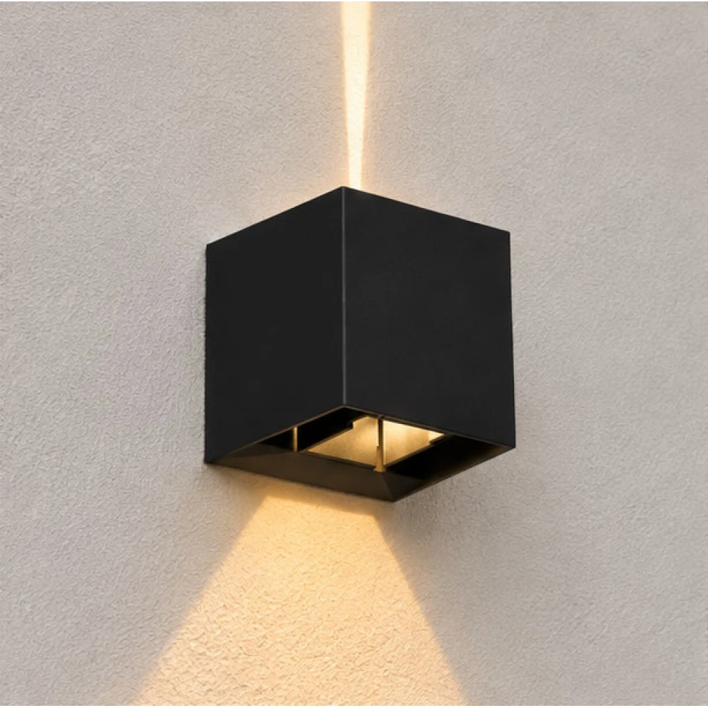 Led Απλίκα Up Down Mε Ρυθμιζόμενες Μοίρες Φωτισμού 5-90 - 6W IP65 2700K Μαύρο - Rubik-BK LUCIDO