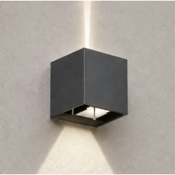 Led Απλίκα Up Down Mε Ρυθμιζόμενες Μοίρες Φωτισμού 5-90 - 6W IP65 4000K Σκούρο Γκρι - Rubik-DG LUCIDO