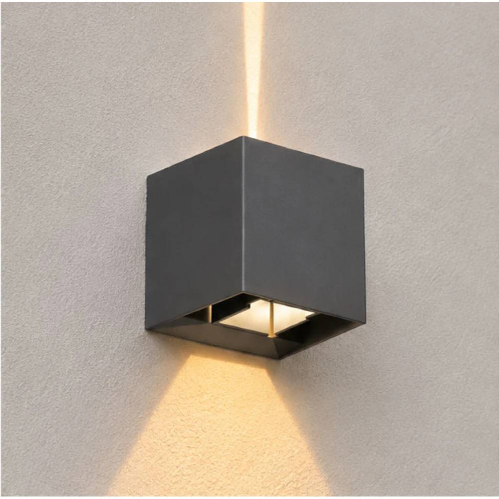 Led Απλίκα Up Down Mε Ρυθμιζόμενες Μοίρες Φωτισμού 5-90 - 6W IP65 2700K Σκούρο Γκρι - Rubik-DG LUCIDO