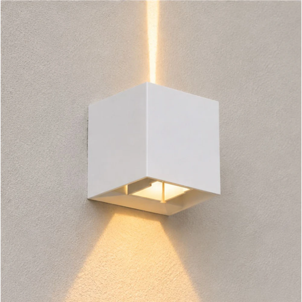 Led Απλίκα Up Down Mε Ρυθμιζόμενες Μοίρες Φωτισμού 5-90 - 6W IP65 2700K Λευκό - Rubik-WH LUCIDO