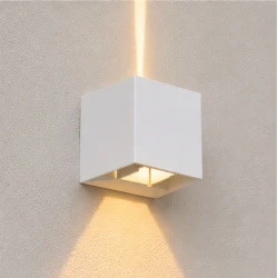 Led Απλίκα Up Down Mε Ρυθμιζόμενες Μοίρες Φωτισμού 5-90 - 6W IP65 2700K Λευκό - Rubik-WH LUCIDO