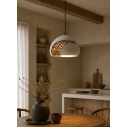 ΚΡΕΜΑΣΤΟ ΦΩΤΙΣΤΙΚΟ ΑΠΟ ΣΚΥΡΟΔΕΜΑ & ΦΥΣΙΚΟ RATTAN 1xE27 - SHACK-A - LUCIDO
