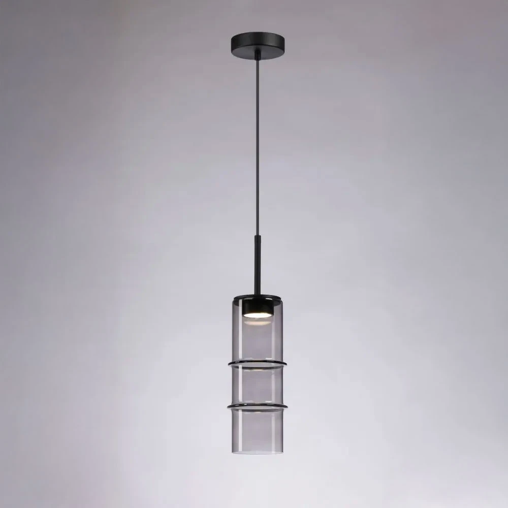 Κρεμαστό LED Φωτιστικό Sand Black από Αλουμίνιο με Γκρι Γυαλί 9W 720lm 3000K Dimmable 34x13cm - Section-M - LUCIDO