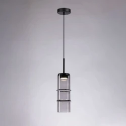 Κρεμαστό LED Φωτιστικό Sand Black από Αλουμίνιο με Γκρι Γυαλί 9W 720lm 3000K Dimmable 34x13cm - Section-M - LUCIDO