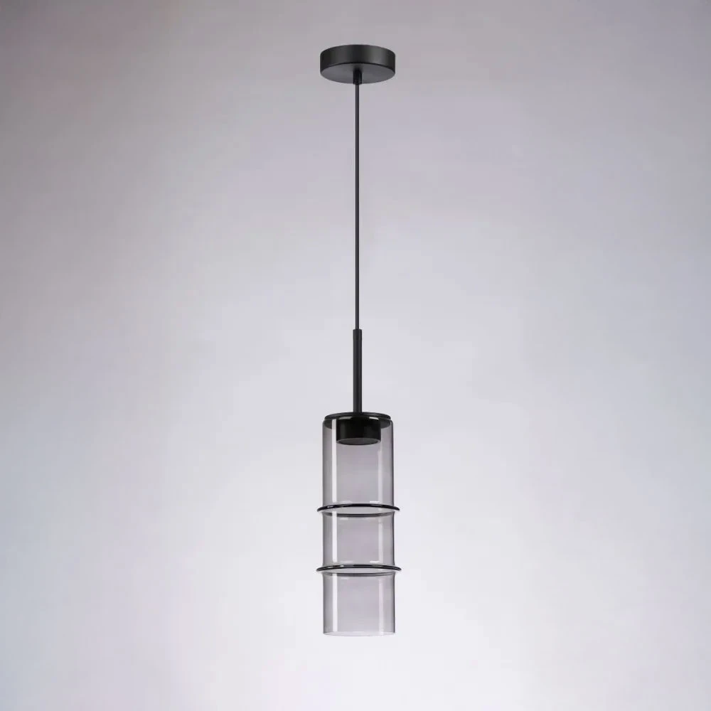 Κρεμαστό LED Φωτιστικό Sand Black από Αλουμίνιο με Γκρι Γυαλί 9W 720lm 3000K Dimmable 34x13cm - Section-M - LUCIDO