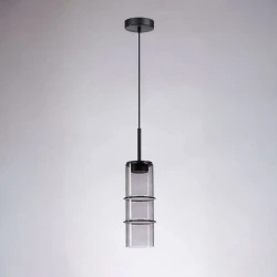 Κρεμαστό LED Φωτιστικό Sand Black από Αλουμίνιο με Γκρι Γυαλί 9W 720lm 3000K Dimmable 34x13cm - Section-M - LUCIDO