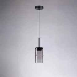 Κρεμαστό LED Φωτιστικό Sand Black από Αλουμίνιο με Γκρι Γυαλί 9W 720lm 3000K Dimmable 20x13cm - Section-S - LUCIDO