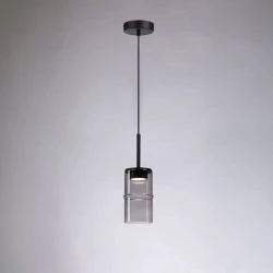 Κρεμαστό LED Φωτιστικό Sand Black από Αλουμίνιο με Γκρι Γυαλί 9W 720lm 3000K Dimmable 20x13cm - Section-S - LUCIDO