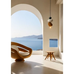 Κρεμαστό Φωτιστικό Ρητίνης 1xE27 Ø15cm Μαύρο / Κρεμ / Πορτοκαλί - Stony-RG - LUCIDO