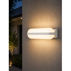 Led Απλίκα Επίτοιχη Up-Down 15W 230V IP65 Θερμό Σε Ματ Λευκό Με Οπαλ PC Κάλυμμα Torpedo - LUCIDO