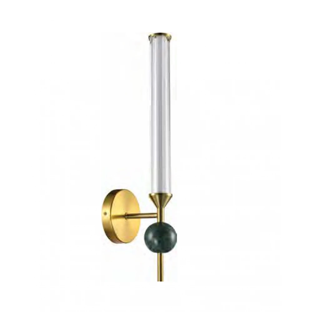 LED Απλίκα Τοίχου Vision 15W Dimmable σε Αντικέ Ορείχαλκο, Γυαλί και Πράσινο Μάρμαρο 53cm - LUCIDO