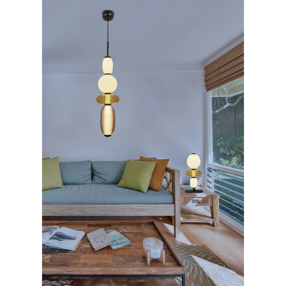Led Κρεμαστό Φωτιστικό Από Γυαλί Opal - Lime - Smoked 20W Dimmable Balloons-L1 LUCIDO