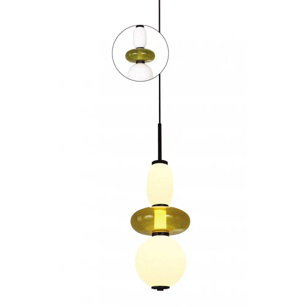 Led Κρεμαστό Φωτιστικό Από Γυαλί Opal - Lime 12W Dimmable Balloons-M2 LUCIDO