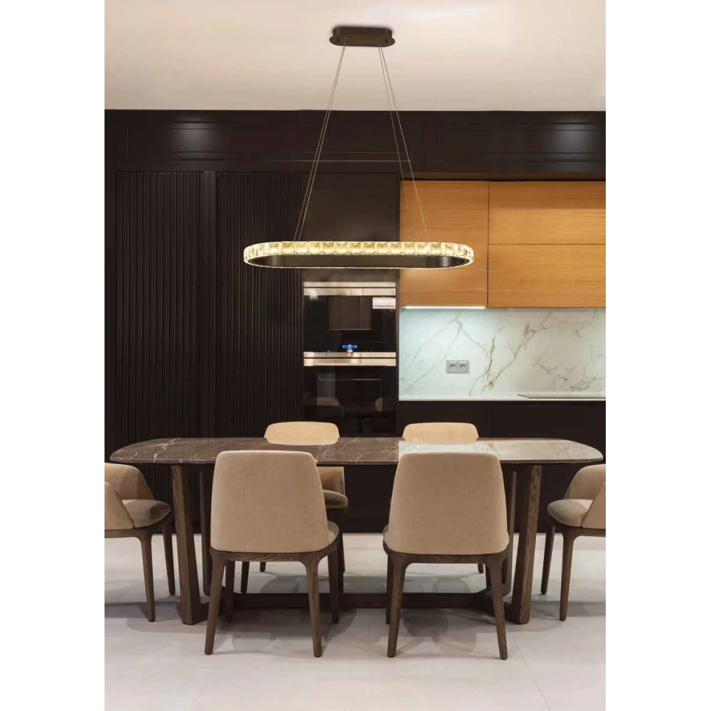 Led Κρεμαστό Φωτιστικό Μεταλλικό Μαύρο Με Κρύσταλλα 40W Dimmable Bubblebee-B LUCIDO