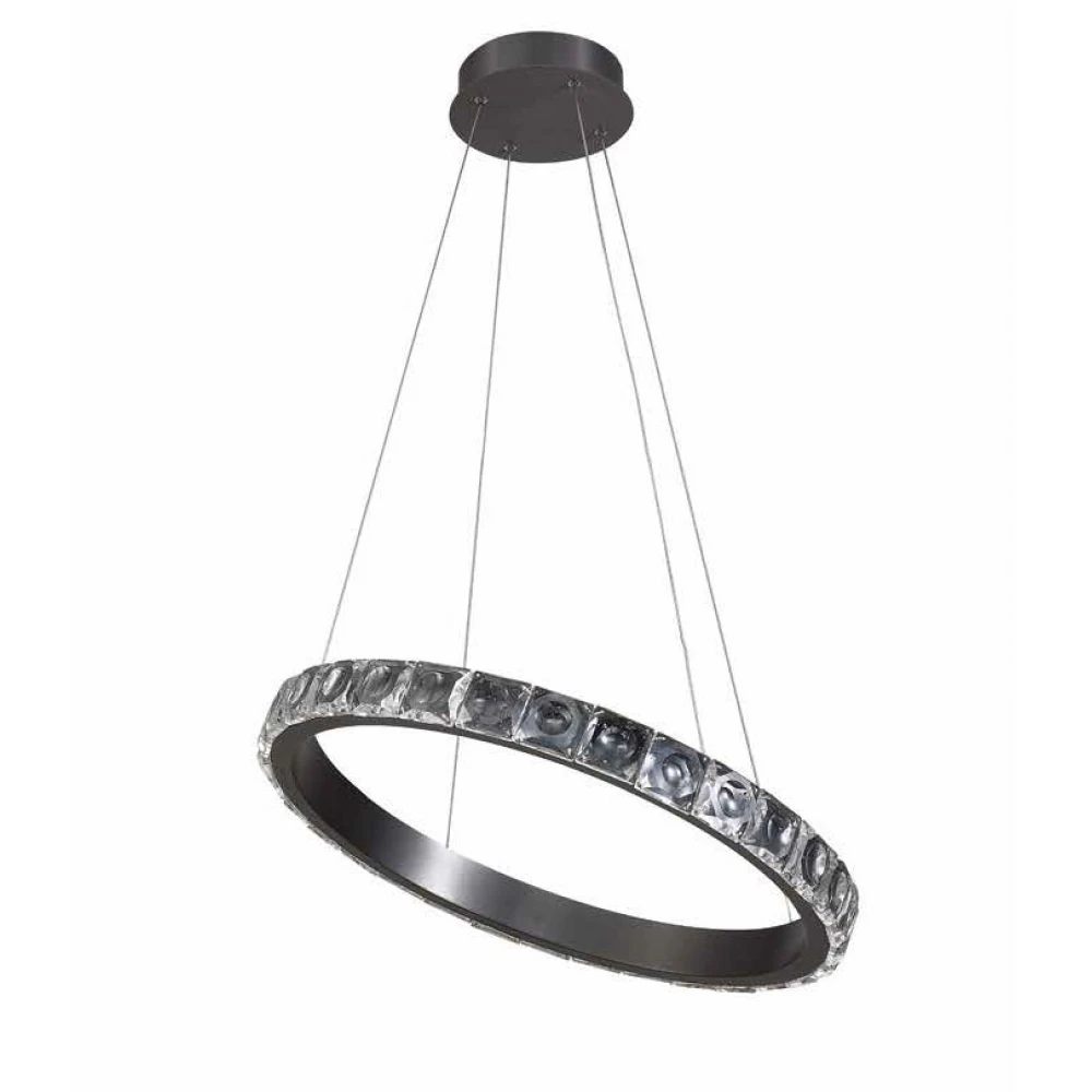 Led Κρεμαστό Φωτιστικό Μεταλλικό Μαύρο Με Κρύσταλλα 30W Dimmable Bubblebee-P LUCIDO