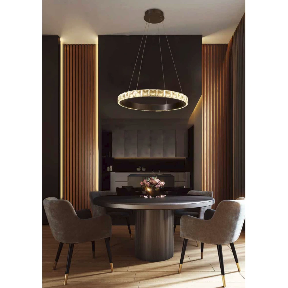 Led Κρεμαστό Φωτιστικό Μεταλλικό Μαύρο Με Κρύσταλλα 30W Dimmable Bubblebee-P LUCIDO