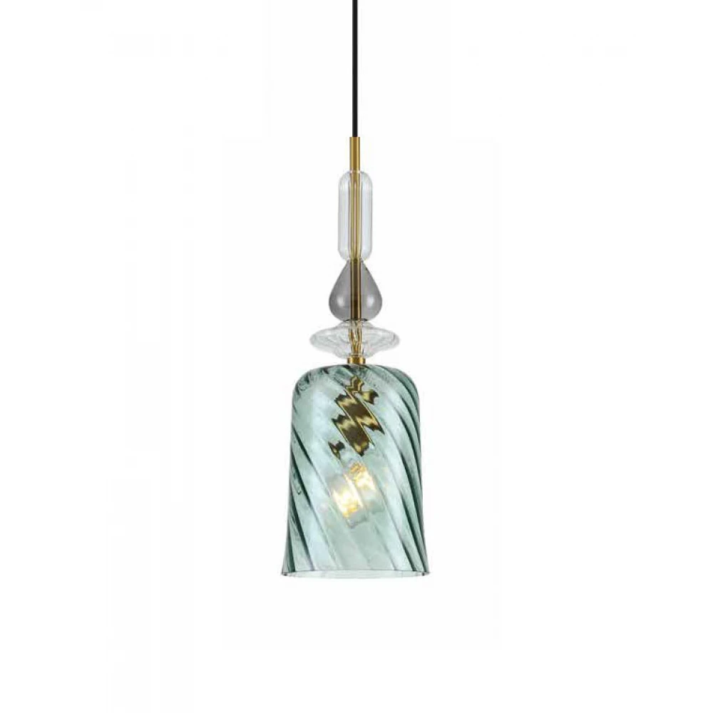 Κρεμαστό Φωτιστικό Μονόφωτο Από Γυαλί Πράσινο 1xE27 Cha Cha - GR LUCIDO