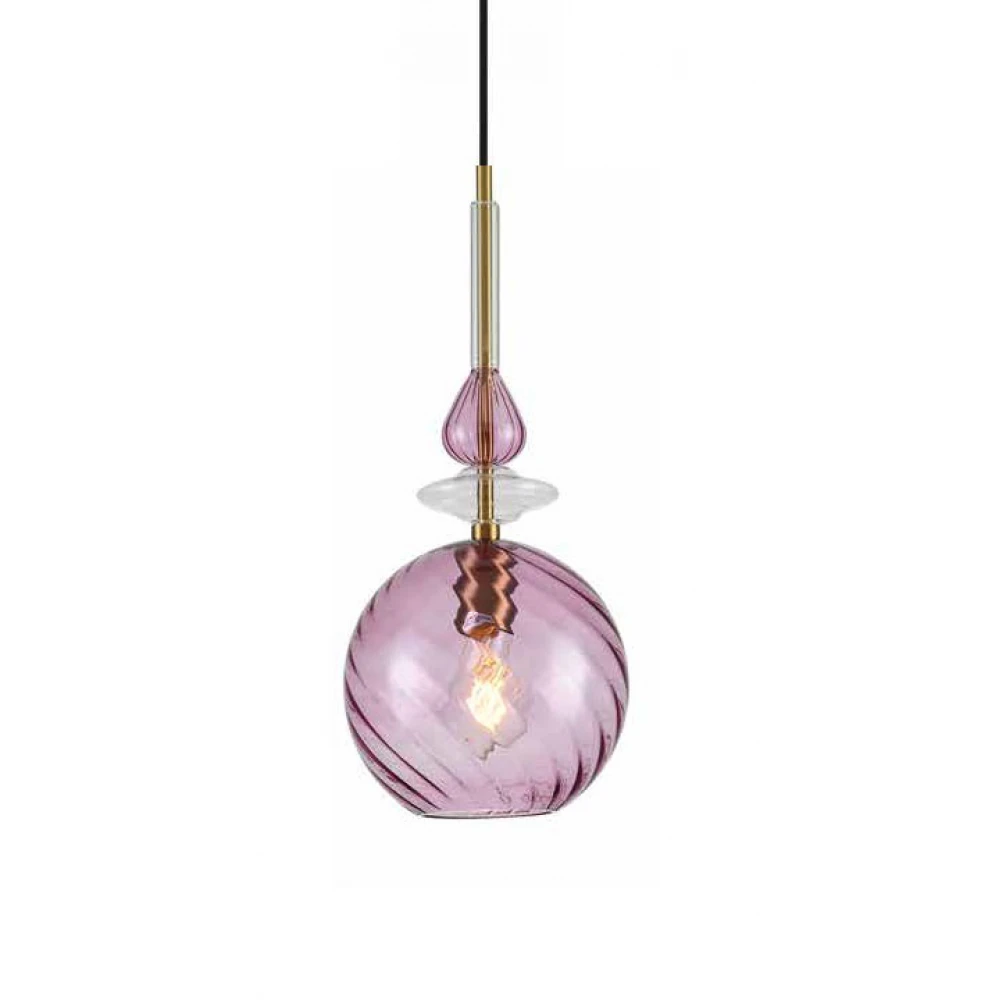 Κρεμαστό Φωτιστικό Μονόφωτο Από Γυαλί Μωβ 1xE27 Cha Cha - PL LUCIDO