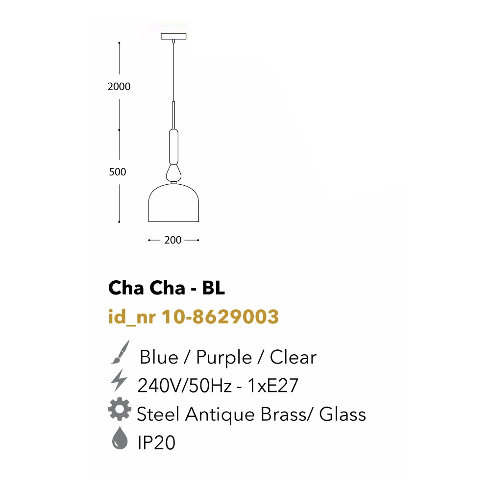 Κρεμαστό Φωτιστικό Μονόφωτο Από Γυαλί Smoked 1xE27 Cha Cha - SG LUCIDO