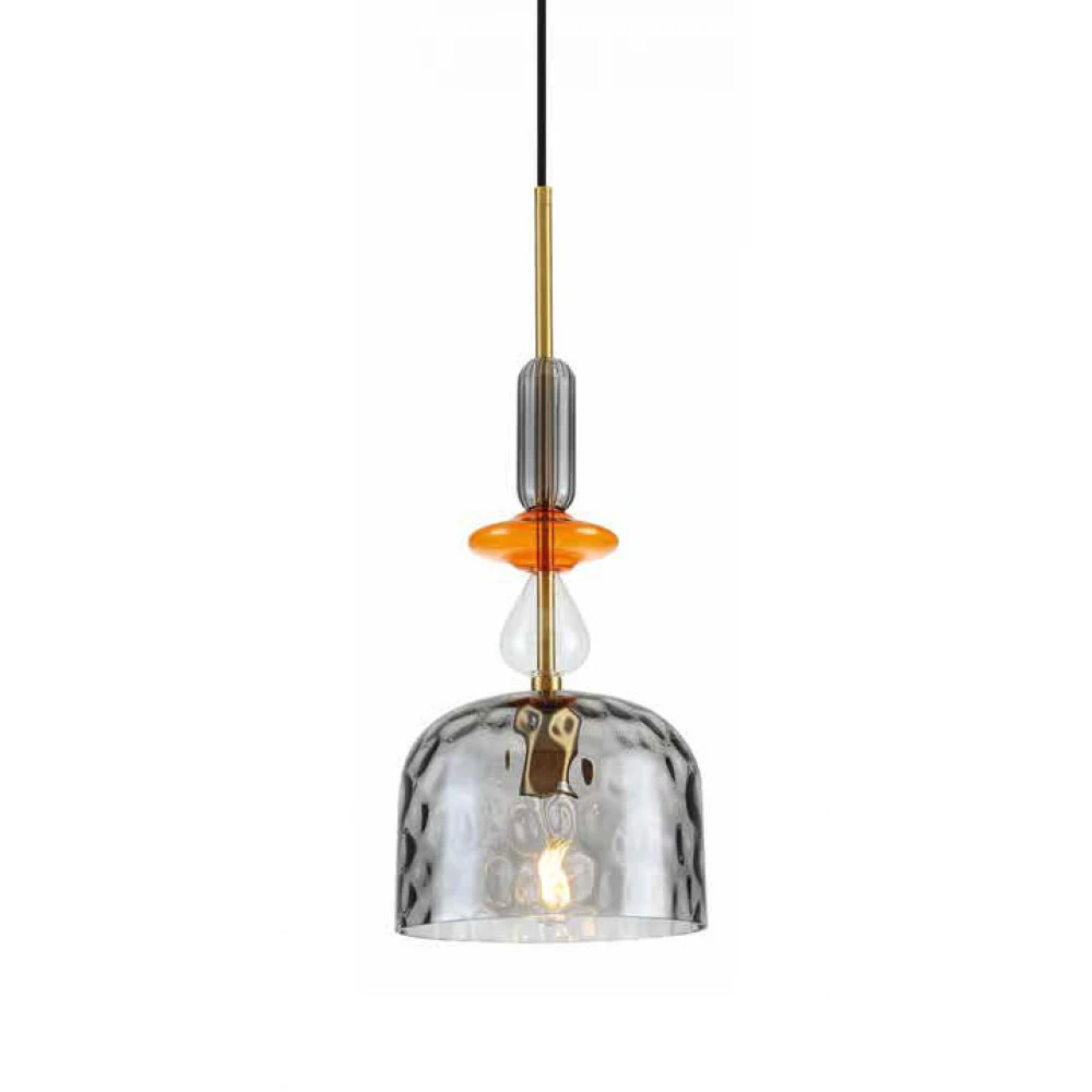 Κρεμαστό Φωτιστικό Μονόφωτο Από Γυαλί Smoked 1xE27 Cha Cha - SG LUCIDO