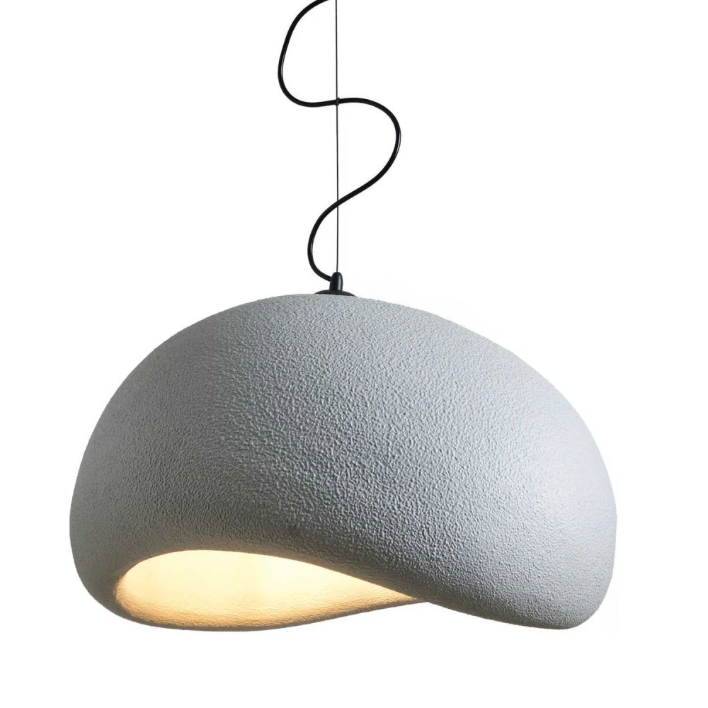 Κρεμαστό Μονόφωτο Γκρι Από Πολυστερίνη D60cm 1xE27 Φιλοσοφίας Wabi-Sabi