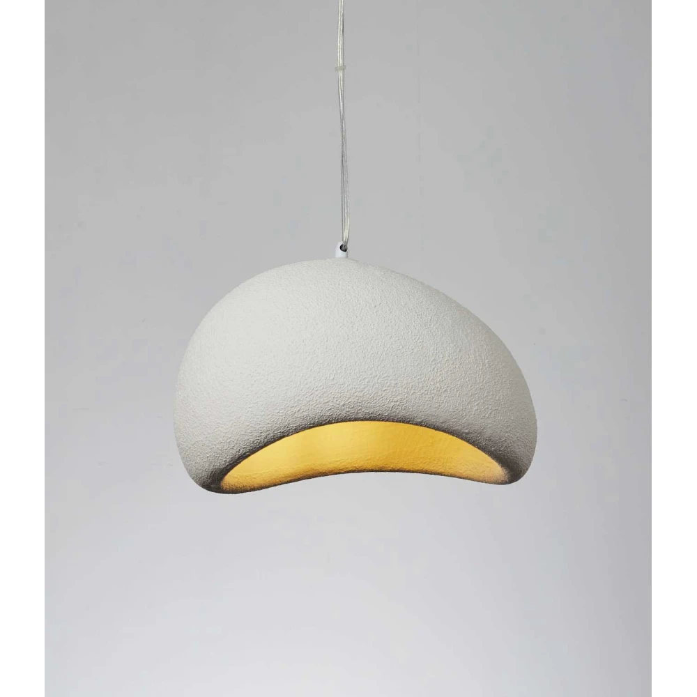 Κρεμαστό Μονόφωτο Λευκό Από Πολυστερίνη D40cm  1xE27 Φιλοσοφίας Wabi-Sabi