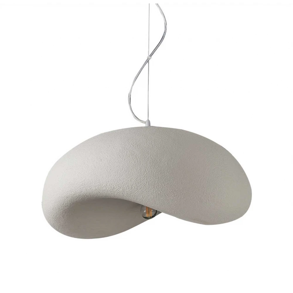 Κρεμαστό Μονόφωτο Λευκό Από Πολυστερίνη 60cm Wavy 1xE27 Φιλοσοφίας Wabi-Sabi