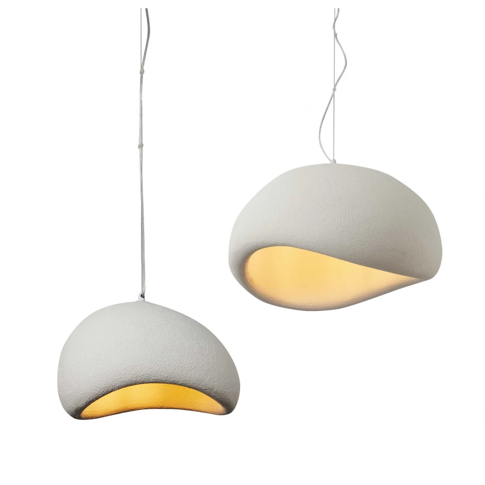 Κρεμαστό Μονόφωτο Λευκό Από Πολυστερίνη 60cm 1xE27 Φιλοσοφίας Wabi-Sabi