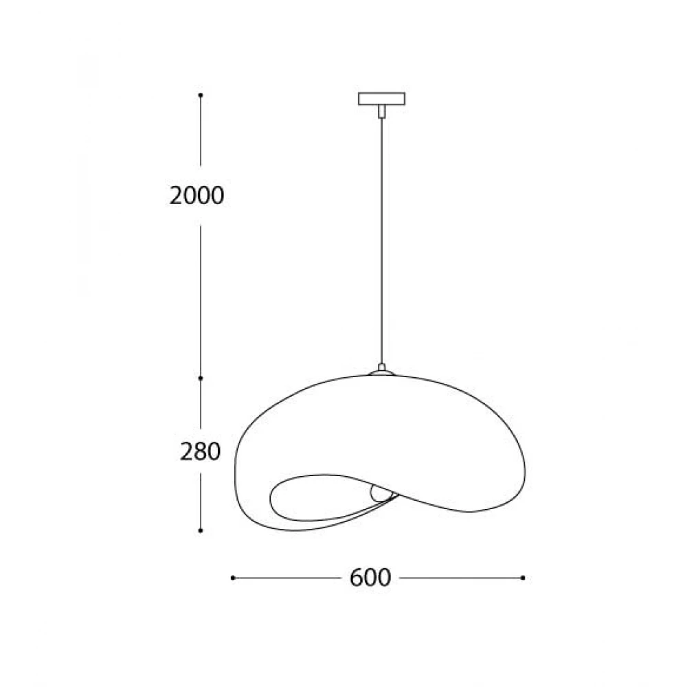 Κρεμαστό Μονόφωτο Λευκό Από Πολυστερίνη 60cm Wavy 1xE27 Φιλοσοφίας Wabi-Sabi
