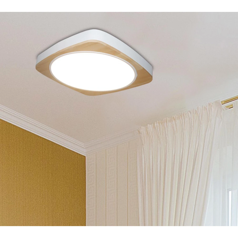 LED Πλαφονιέρα Αλουμινίου Με Ξύλο Τετράγωνη - 30W 2100lm Eswood - LUCIDO