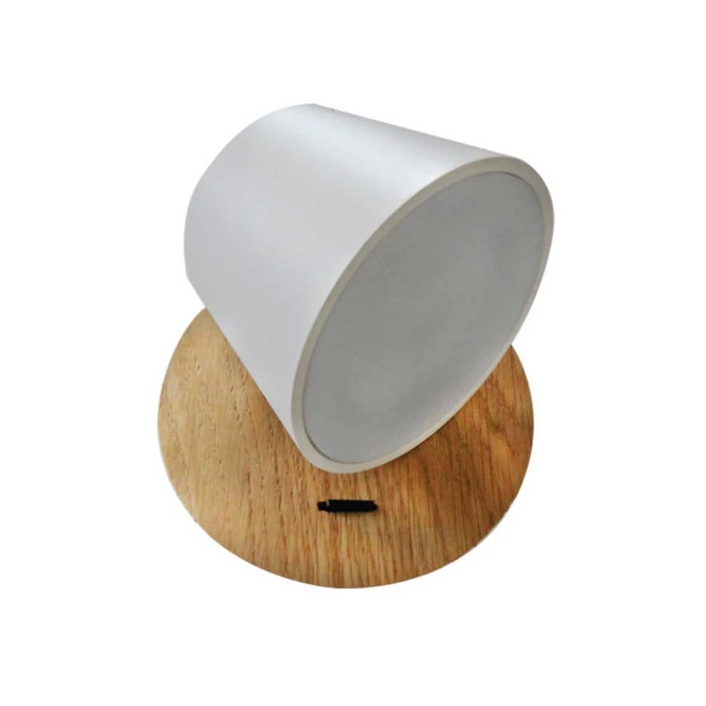 LED Επιτοίχιο Φωτιστικό Από Φυσικό Ξύλο και Αλουμίνιο Λευκό 6W Albergo LUCIDO