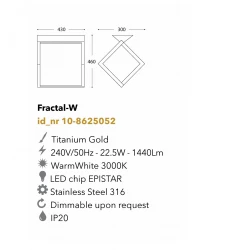 Led Φωτιστικό Οροφής Μεταλλικό Χρυσό 22,5W Fractal-W LUCIDO