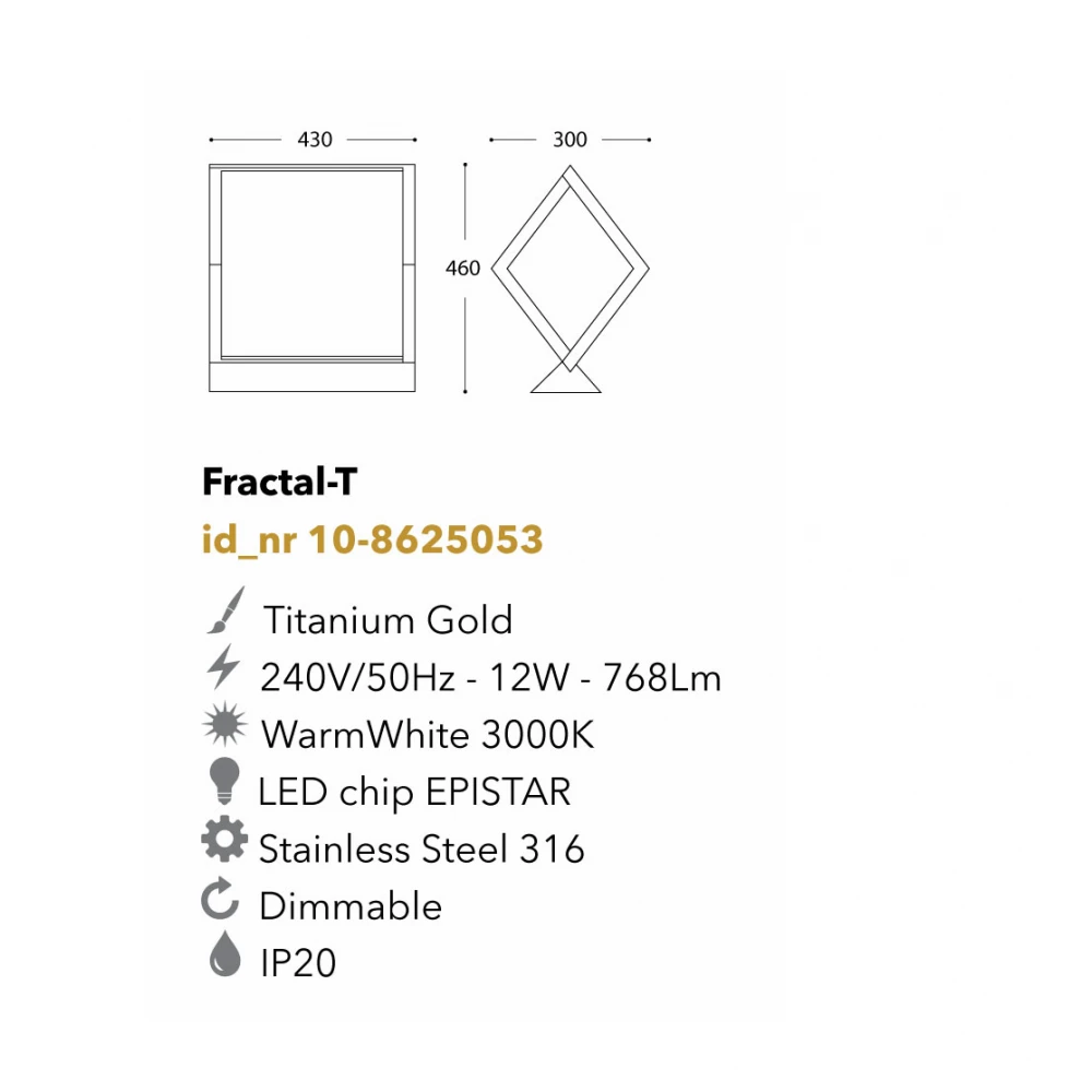 Led Πορτατίφ Μεταλλικό Χρυσό 12W Fractal-T LUCIDO