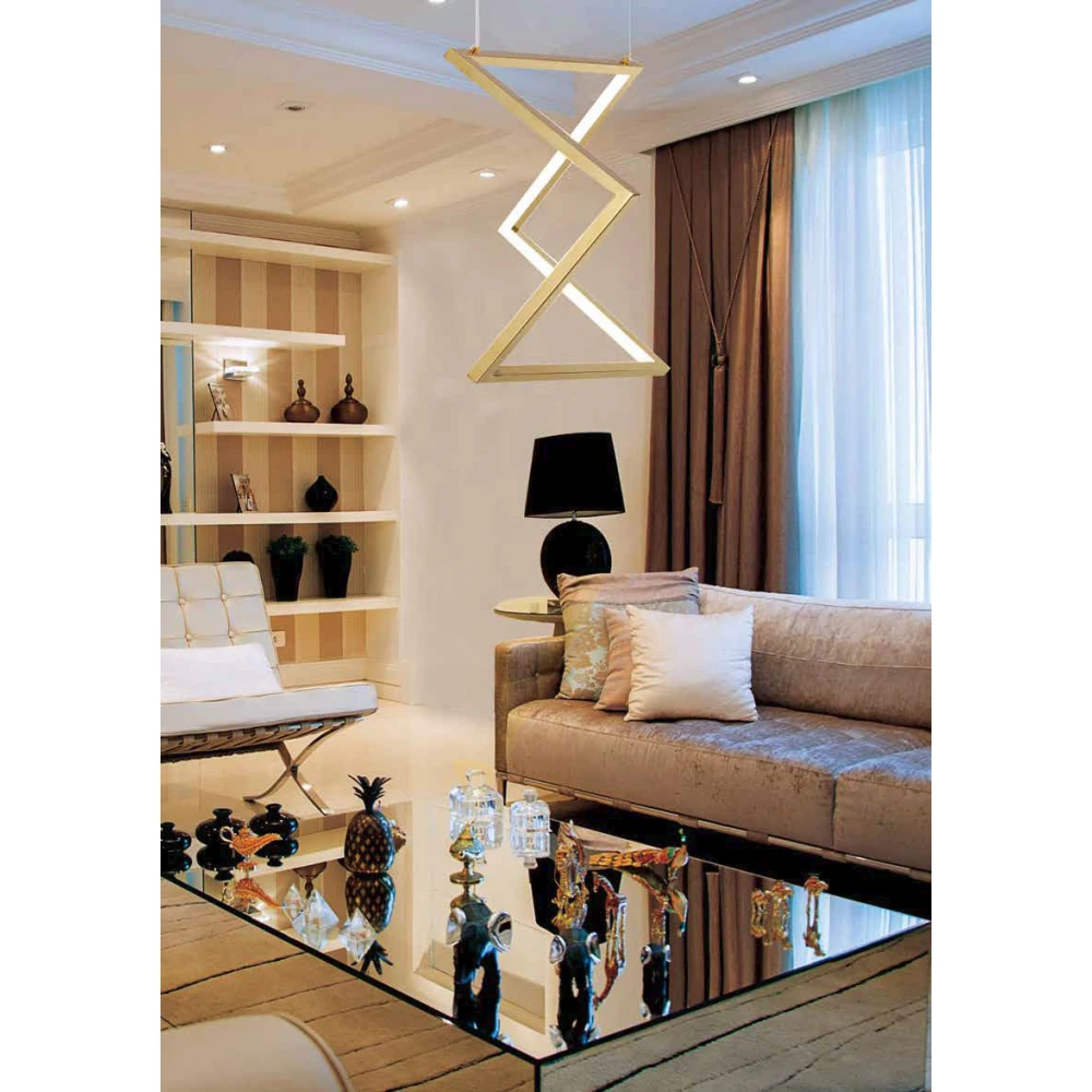 Led Κρεμαστό Φωτιστικό Μεταλλικό Χρυσό 22,5W Fractal-P LUCIDO