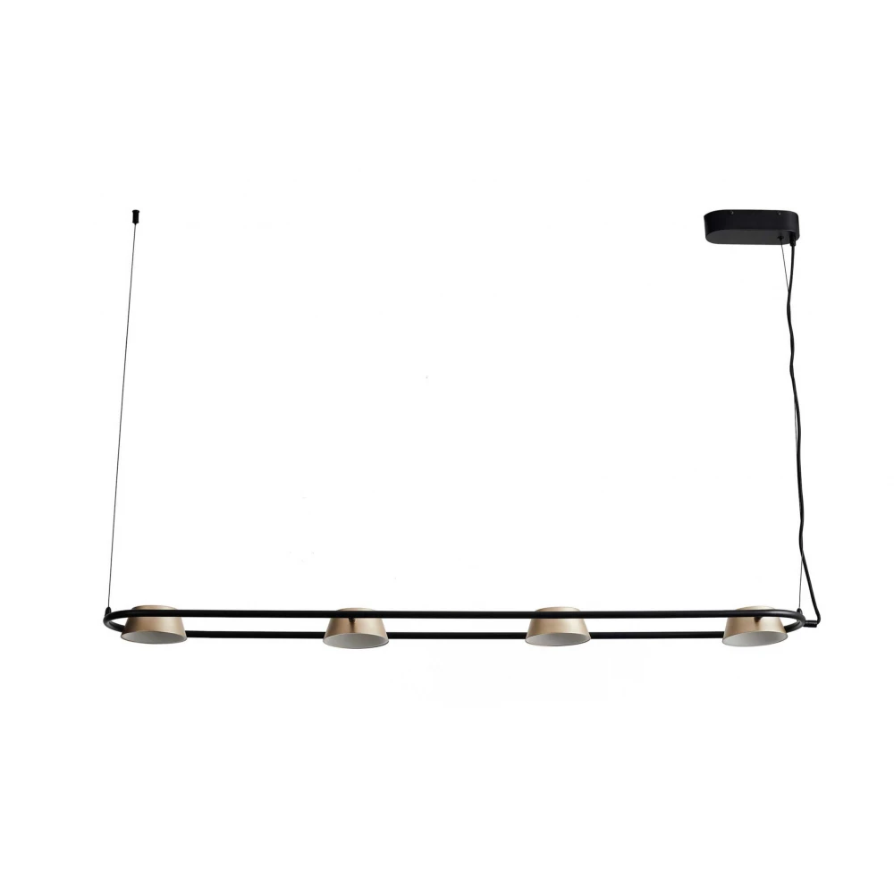 Led Κρεμαστό Φωτιστικό Αλουμινίου Μαύρο Και Σαμπανιζέ 32W Dimmable Hatty LUCIDO