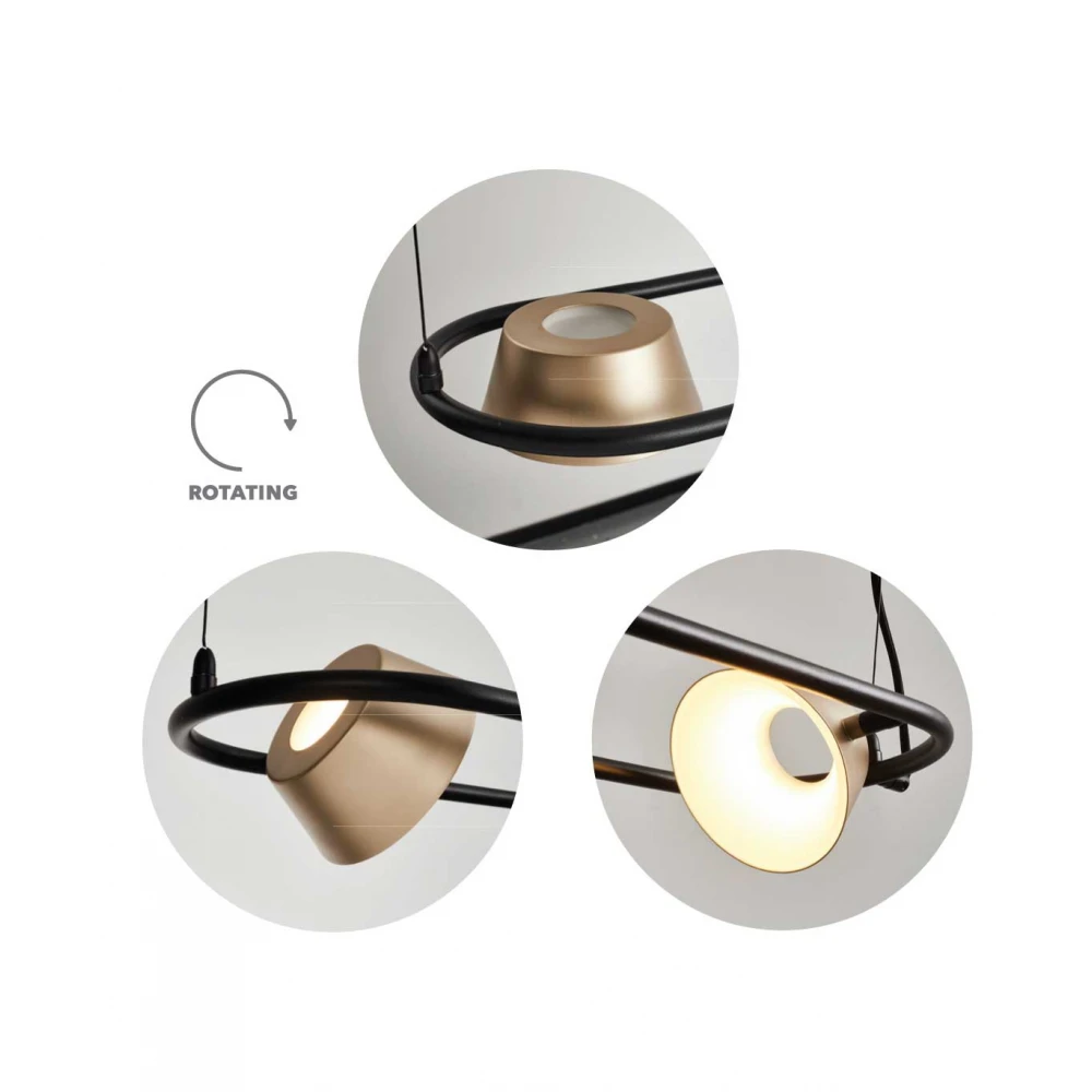 Led Κρεμαστό Φωτιστικό Αλουμινίου Μαύρο Και Σαμπανιζέ 32W Dimmable Hatty LUCIDO