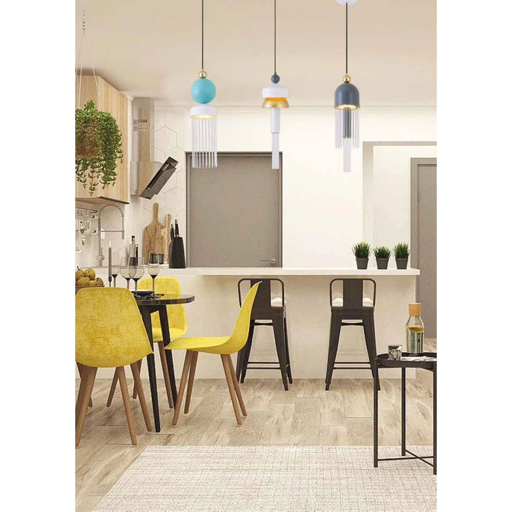 Led Κρεμαστό Φωτιστικό Από Γυαλί Λευκό-Χρυσό 10W Dimmable Jelly-B LUCIDO