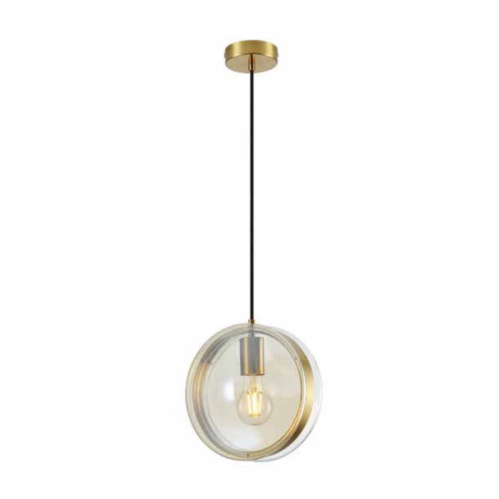 Κρεμαστό Φωτιστικό Μονόφωτο Από Γυαλί Clear 1xE27 Lens-MB LUCIDO