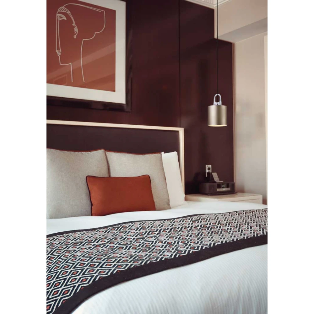 Κρεμαστό Φωτιστικό Μονόφωτο Μεταλλικό Σαμπανιζέ-Χρυσό Ματ 1xE27 Leicht-C CG LUCIDO