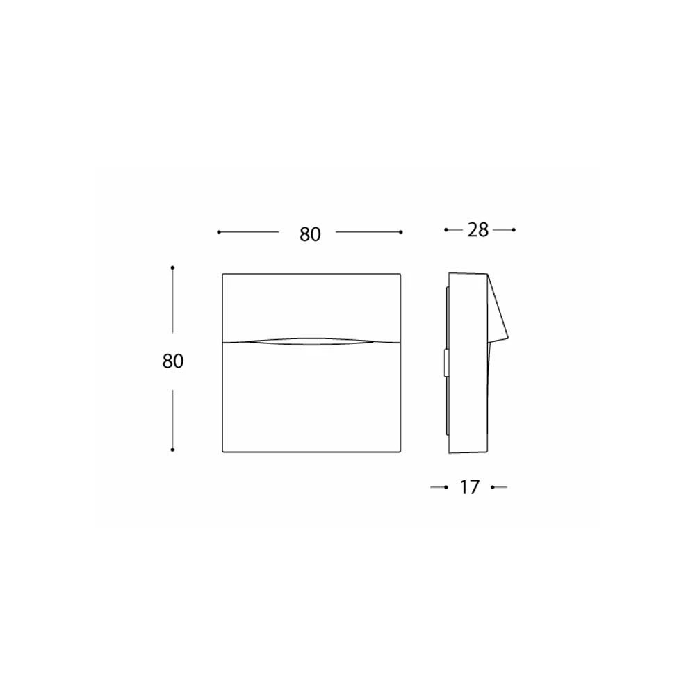 Led Απλίκα Εξωτερικού Χώρου Ανθρακί Slim 2W 4000K Ουδέτερο IP65 Nado SQ - LUCIDO