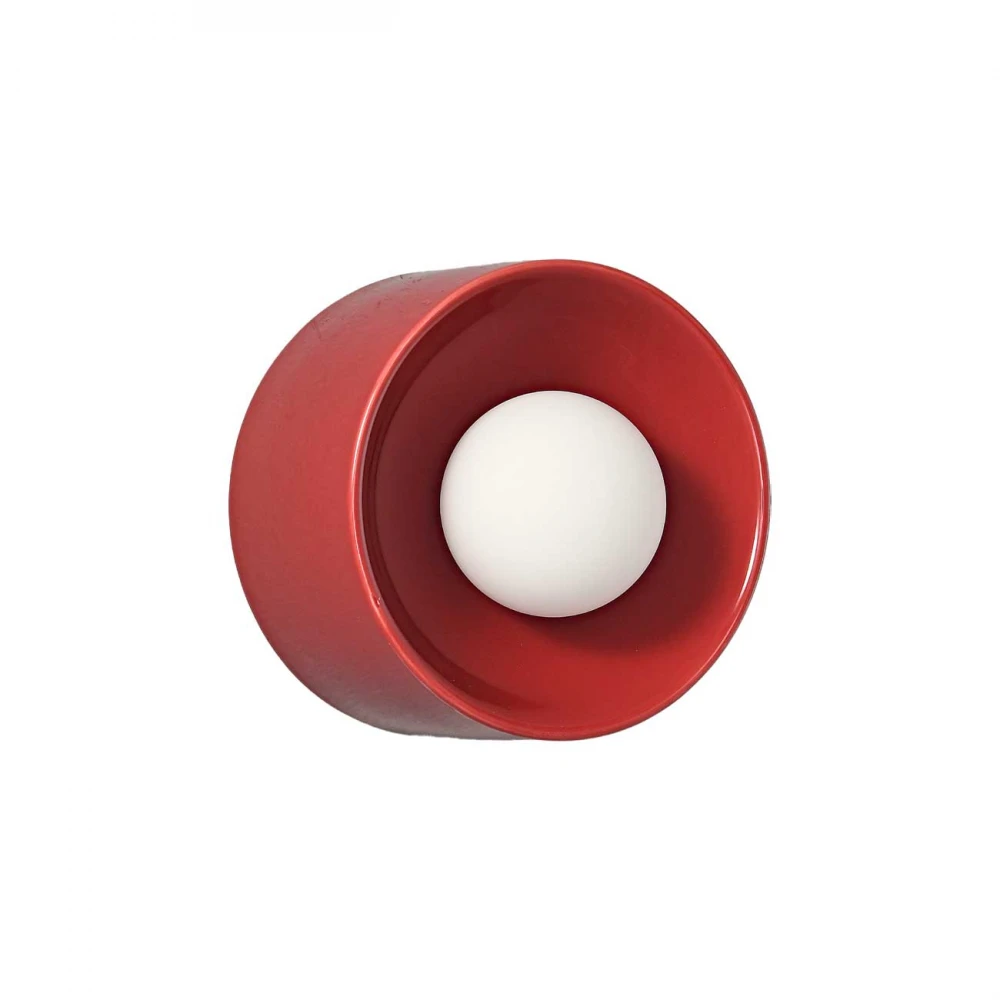 LED Φωτιστικό Σποτ Κεραμικό Με Οπάλ Γυαλί Σε Κόκκινο Χρώμα 3W 2700K Nidus - LUCIDO