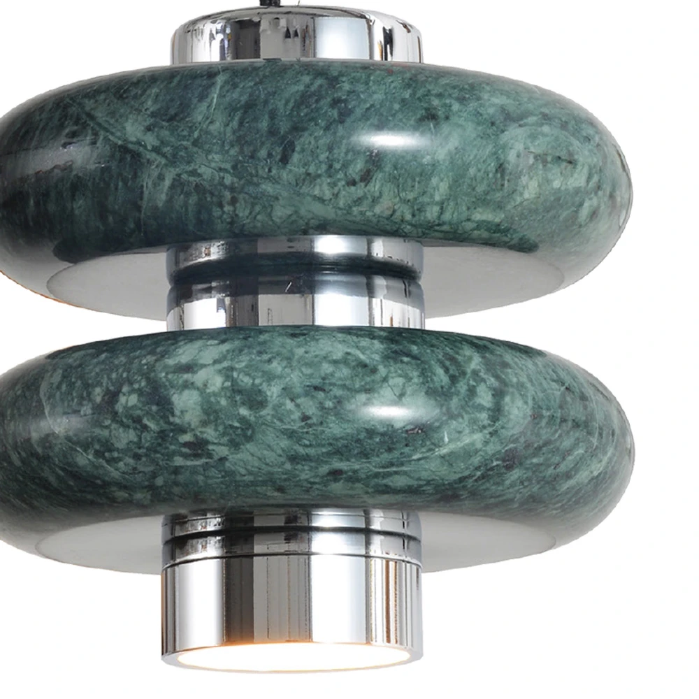 LED Κρεμαστό Μονόφωτο Φωτιστικό Από Μάρμαρο Σε Πράσινο - Χρωμέ Χρώμα 10W Olympia-GR - LUCIDO