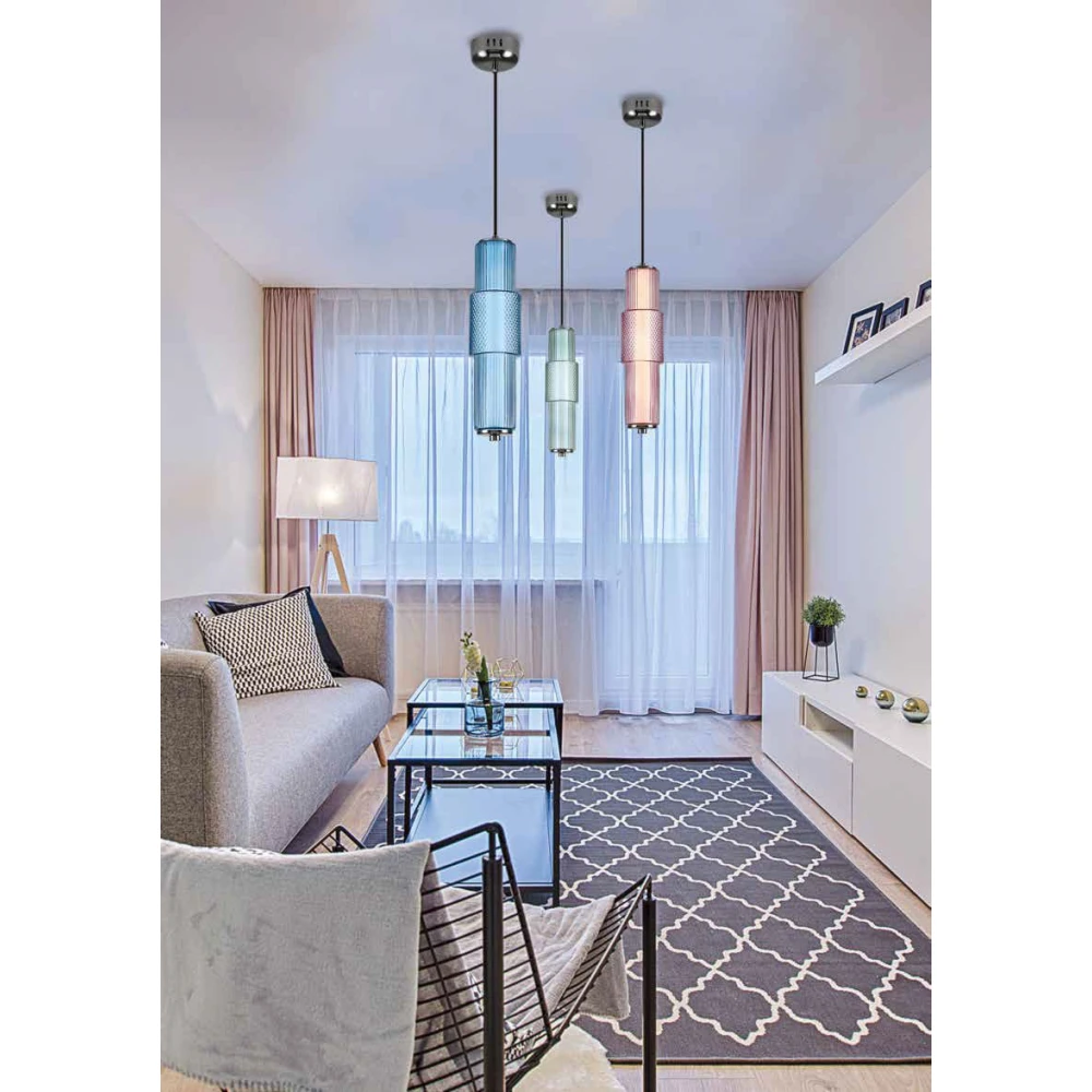 Led Κρεμαστό Φωτιστικό Γυάλινο Οπάλ Μπλε 12W Dimmable Pop - BL LUCIDO