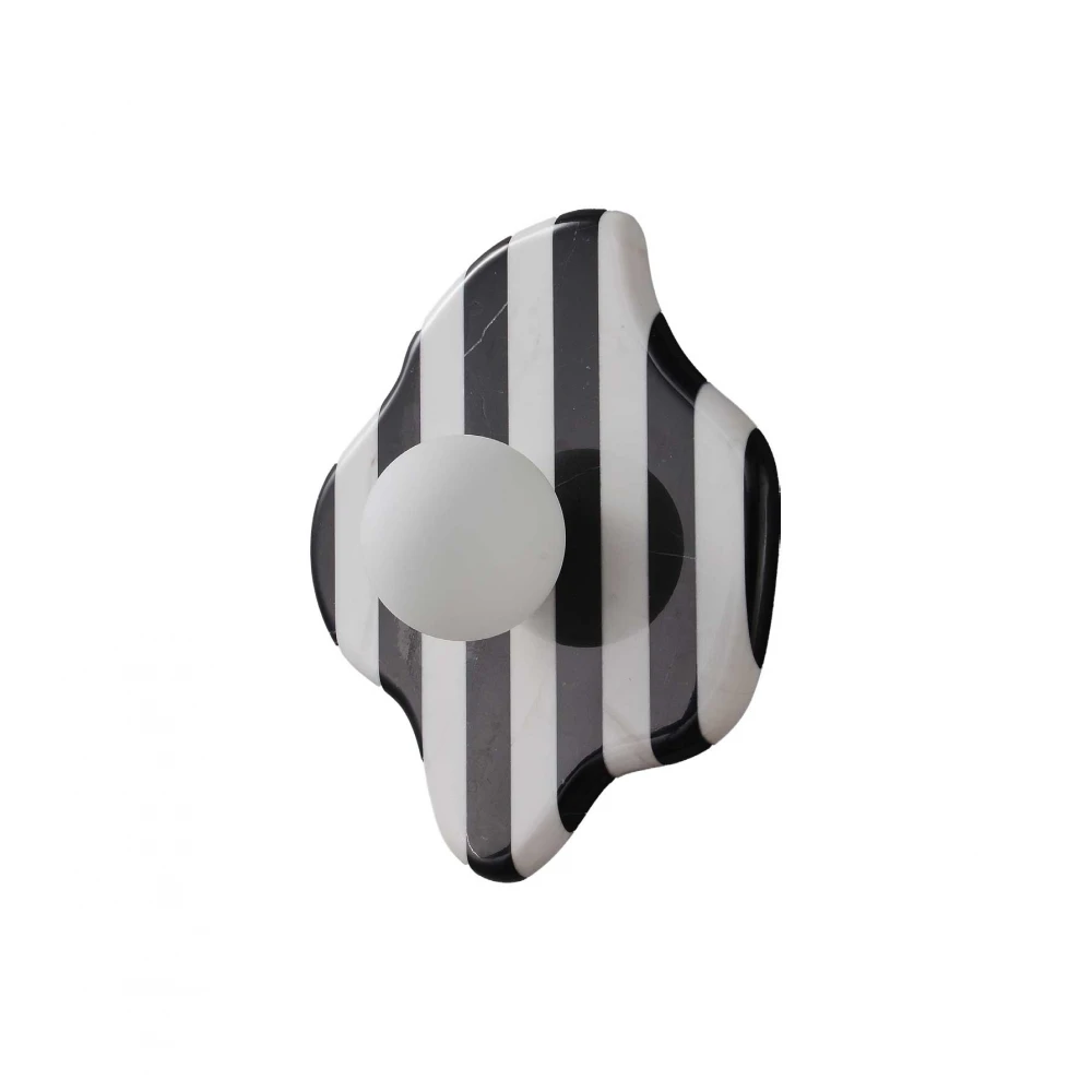 Επιτοίχιο Φωτιστικό Από Μάρμαρο και Οπάλ Γυαλί Λευκό - Μαύρο 1xG9 Roccia-B BK - LUCIDO