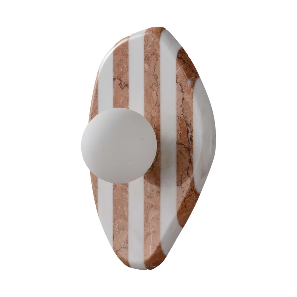 Επιτοίχιο Φωτιστικό Από Μάρμαρο και Οπάλ Γυαλί Λευκό - Κόκκινο 1xG9 Roccia-A RD - LUCIDO