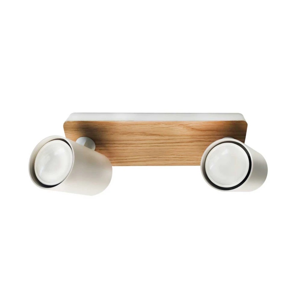 Φωτιστικό Σποτ Λευκό Αλουμινίου Και Ξύλο 2x GU10 SPOTY-2W LUCIDO