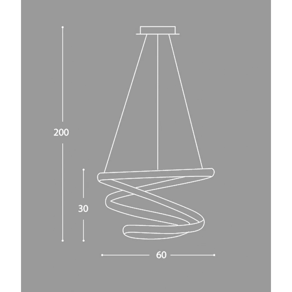 Led Κρεμαστό Φωτιστικό Μαύρο Αλουμινίου ∅60 57W 3000K 4560Lm, SPRING - LUCIDO
