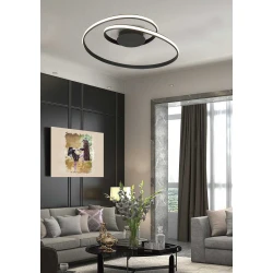 Led Πλαφονιέρα Μαύρη Αλουμινίου ∅80 45W 3000K 3600Lm, SPRING-C - LUCIDO