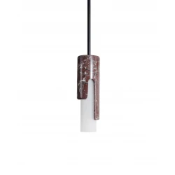 LED Κρεμαστό Μονόφωτο Φωτιστικό Από Μάρμαρο Σε Κόκκινο - Λευκό Χρώμα 10W Sunday-RD - LUCIDO